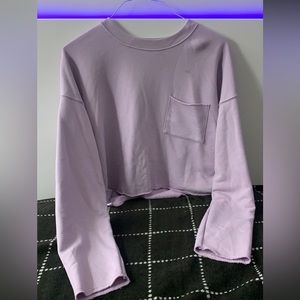 Violet Long Sleeve Crop Top for Women in Size Large